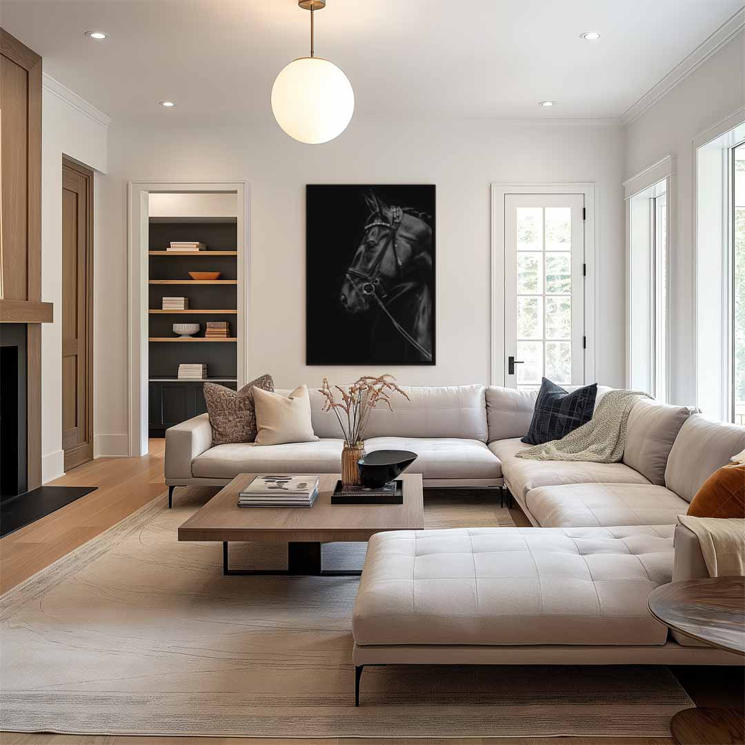 Elegante Paardenportret Fotografie Kunstwerk-canvas-dibond-plexiglas-wanddecoratie-WallArtistic