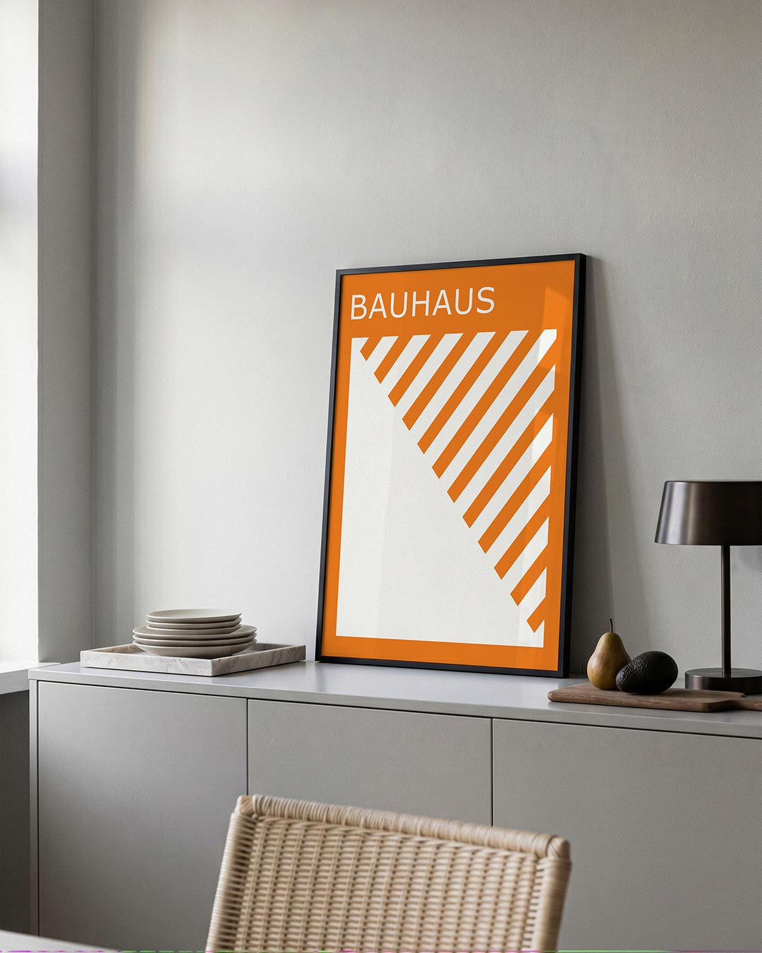 Oranje lijnenspel Poster