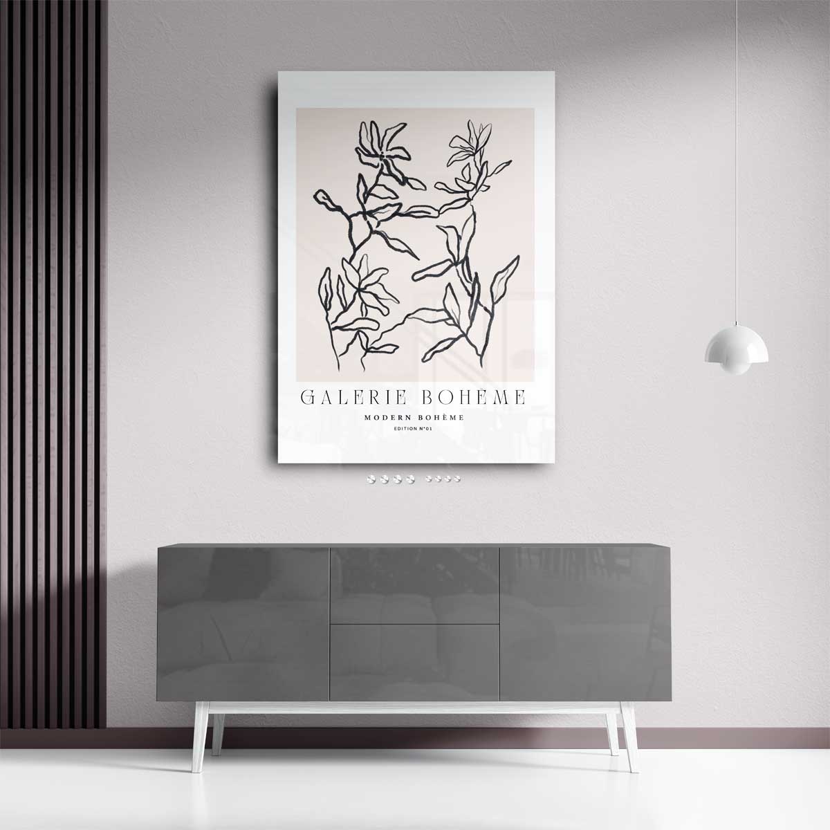Moderne Bloemenlijnen Kunstwerk-canvas-dibond-plexiglas-wanddecoratie-WallArtistic