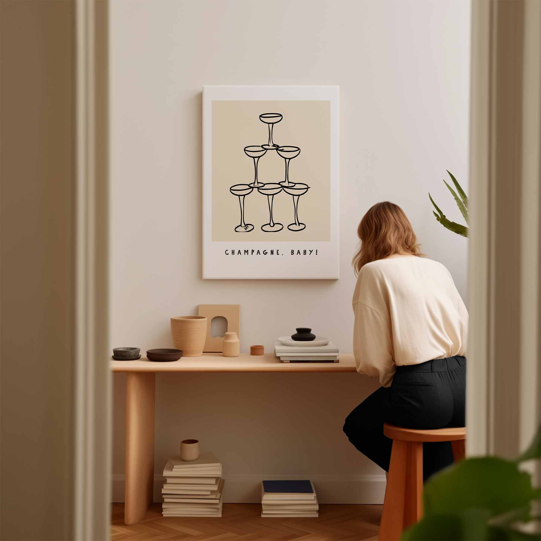 Champagne Toren Illustratie Kunstwerk-canvas-dibond-plexiglas-wanddecoratie-WallArtistic