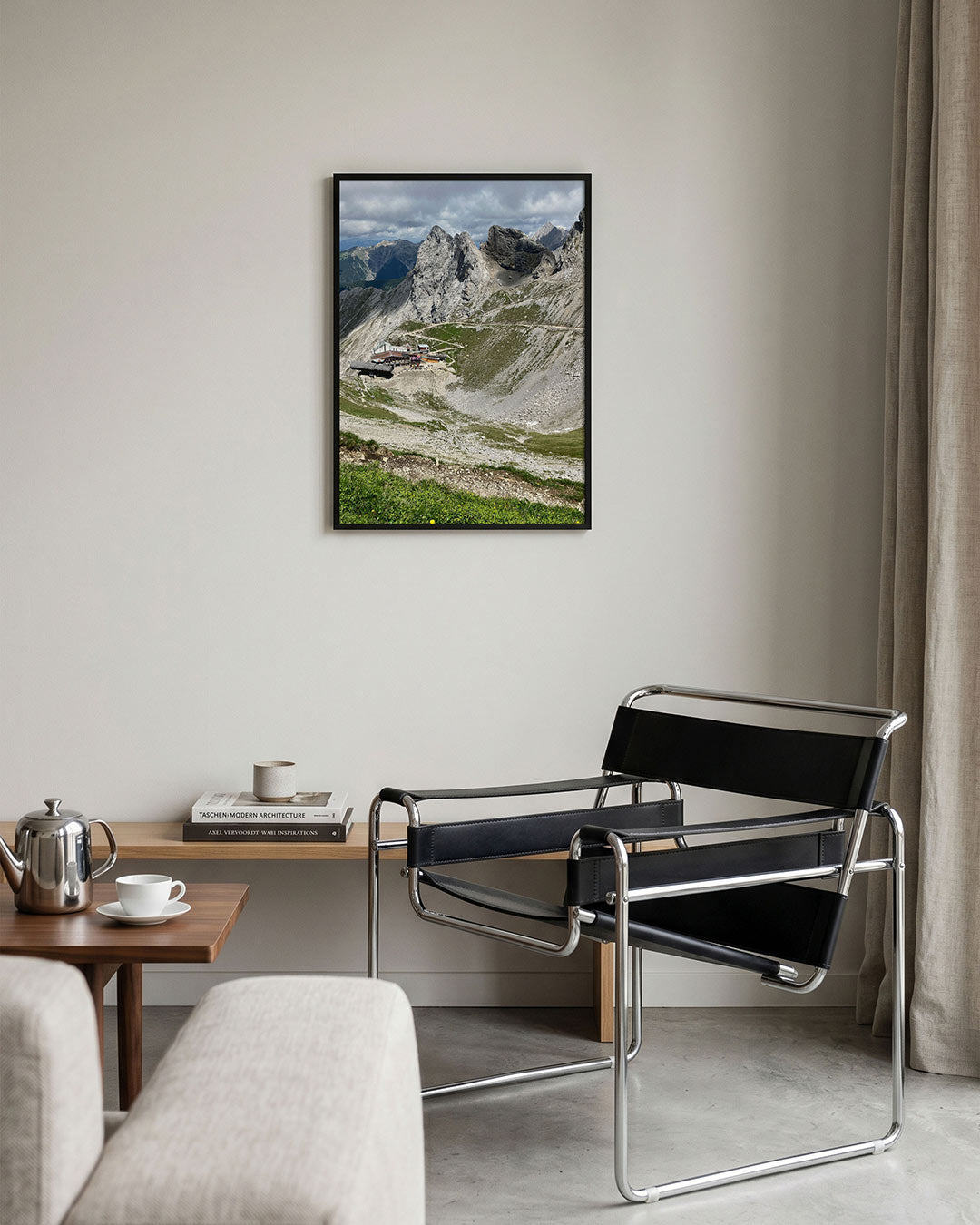 Berglandschap met chalet Poster