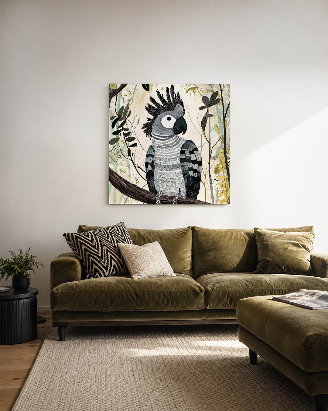 Vogelsilhouet in bos Kunstwerk