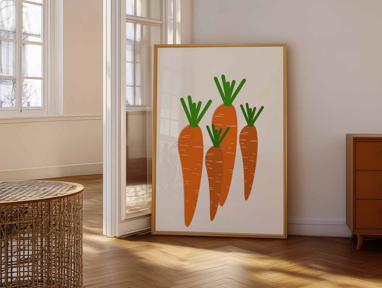 Vrolijke Wortel Illustratie Poster-WallArtistic