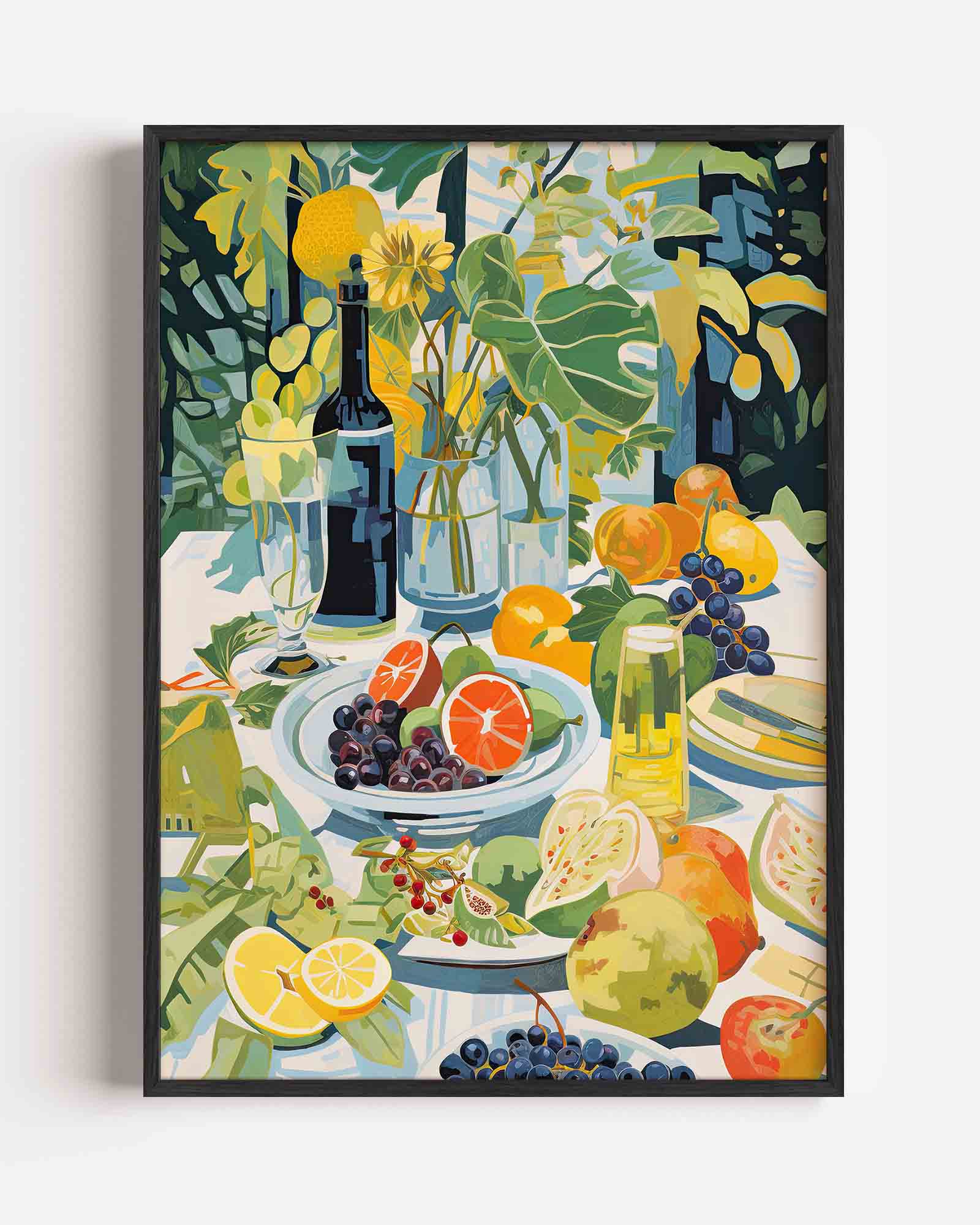 Fruit en bloemen tafel Poster