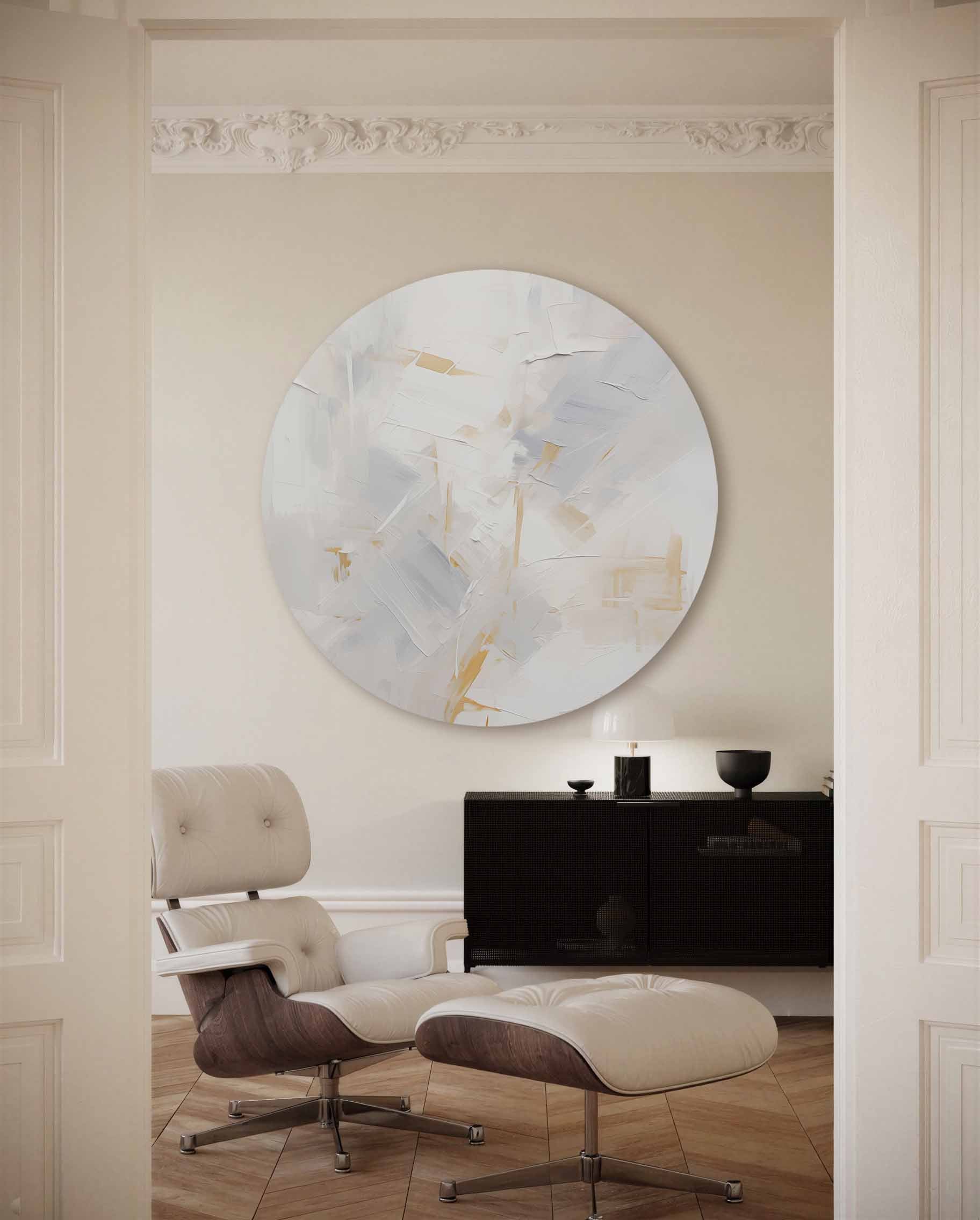 Abstracte beige en witte Muurcirkel
