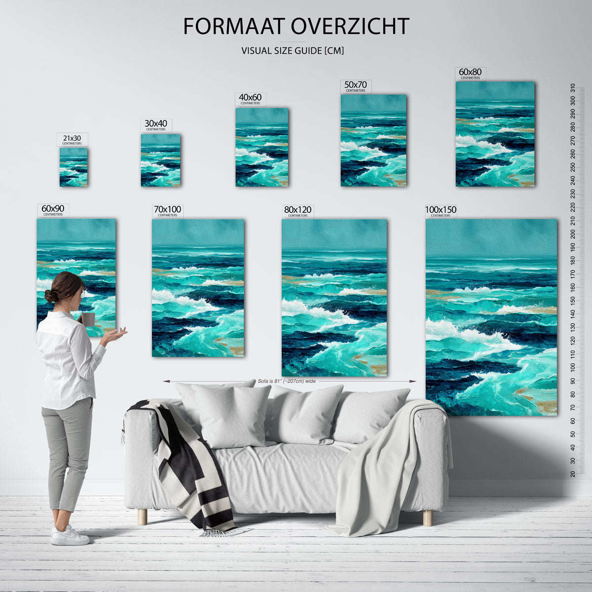 Golven in blauw Poster