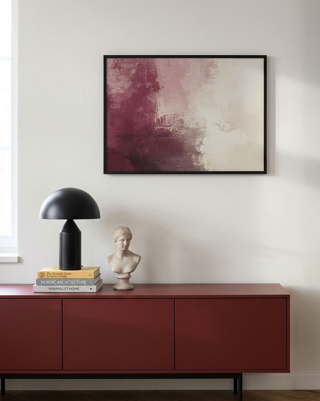 Abstracte roze en witte Poster