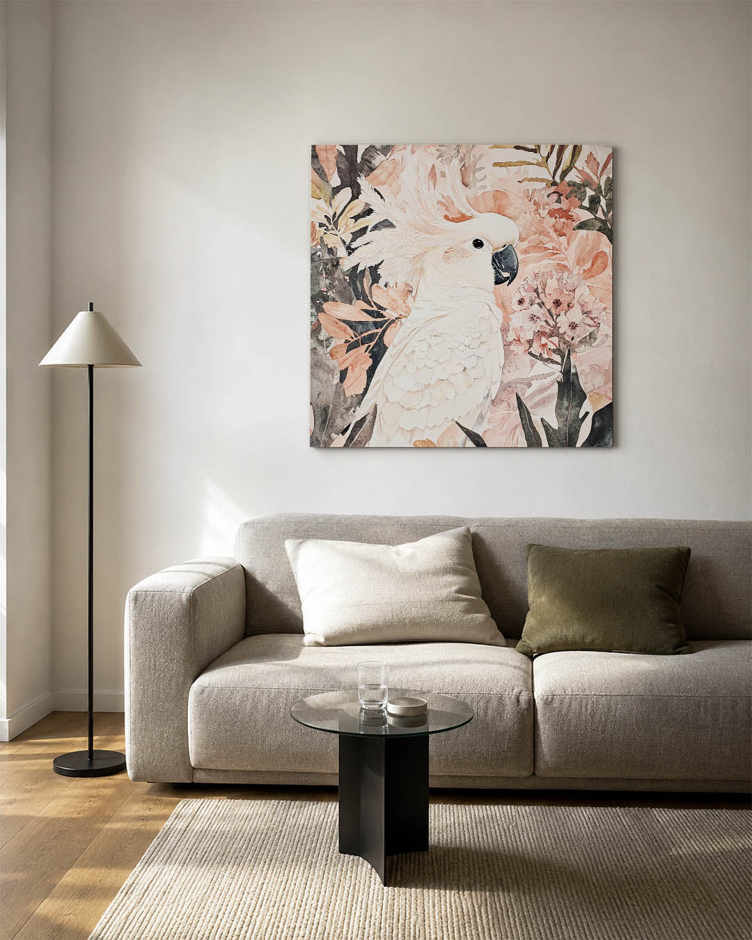 Tropische vogel en bloemen Kunstwerk