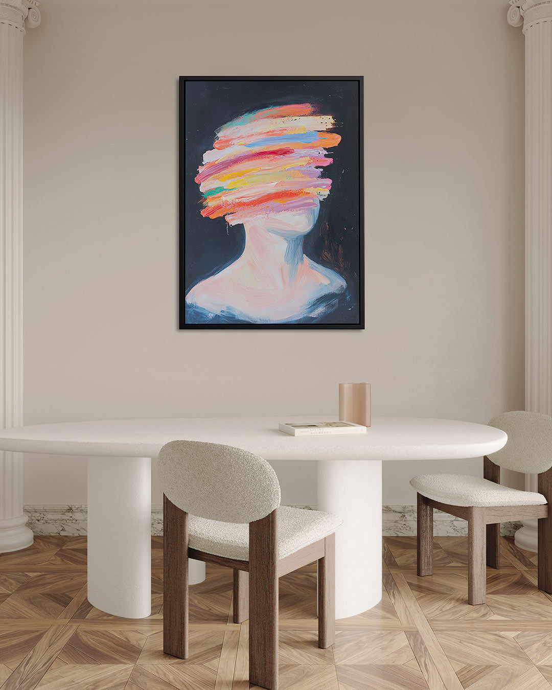 Kleurrijke streken portret Kunstwerk