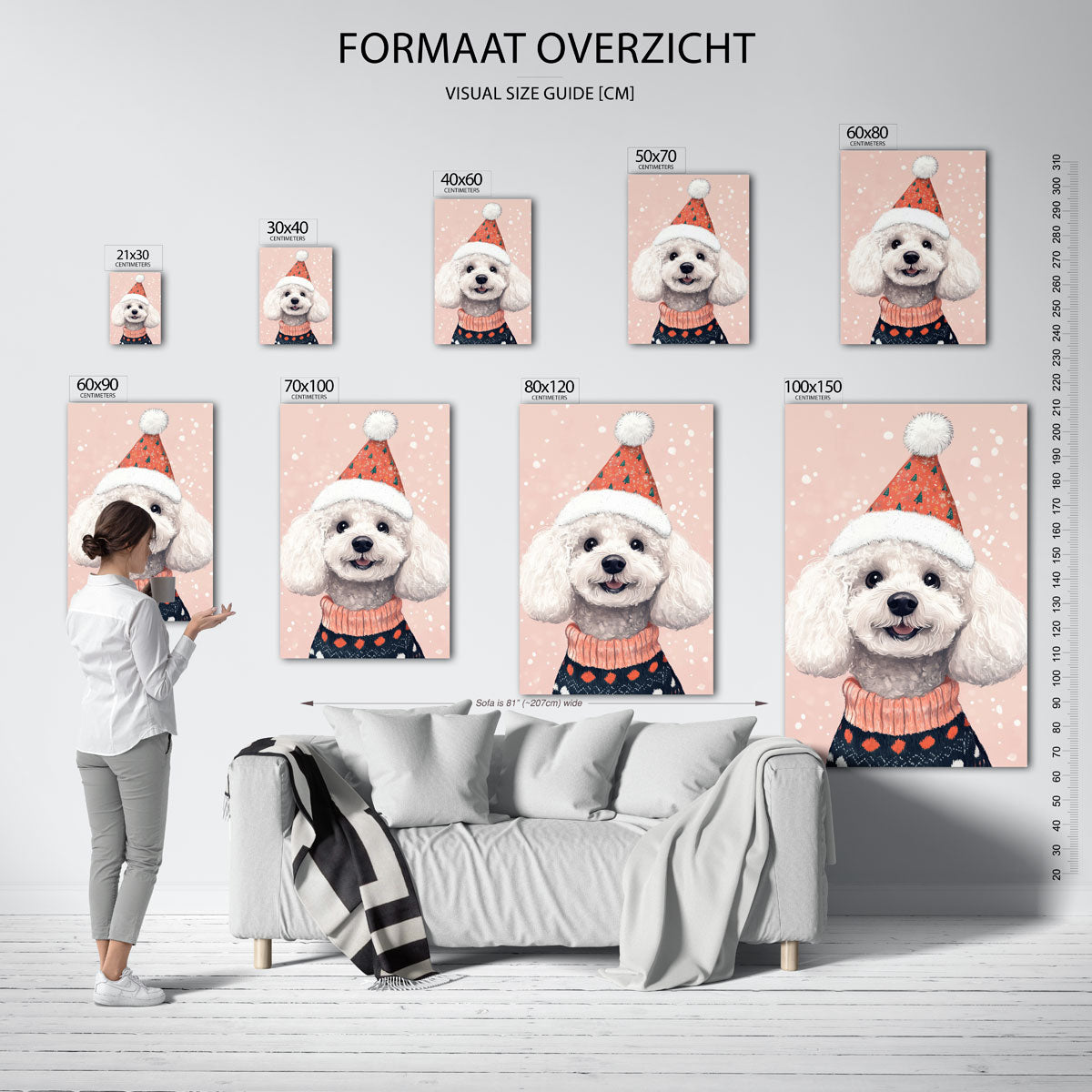 Hond met kerstmuts Poster