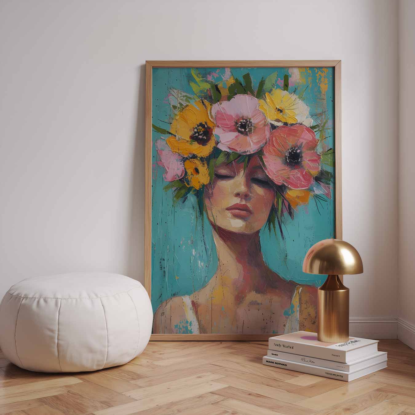 Bloemenkracht Vrouwelijke Portret Poster-WallArtistic