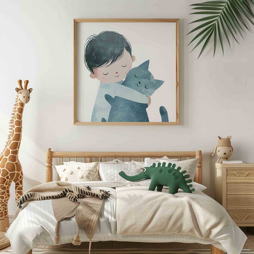Jongen met kat Poster