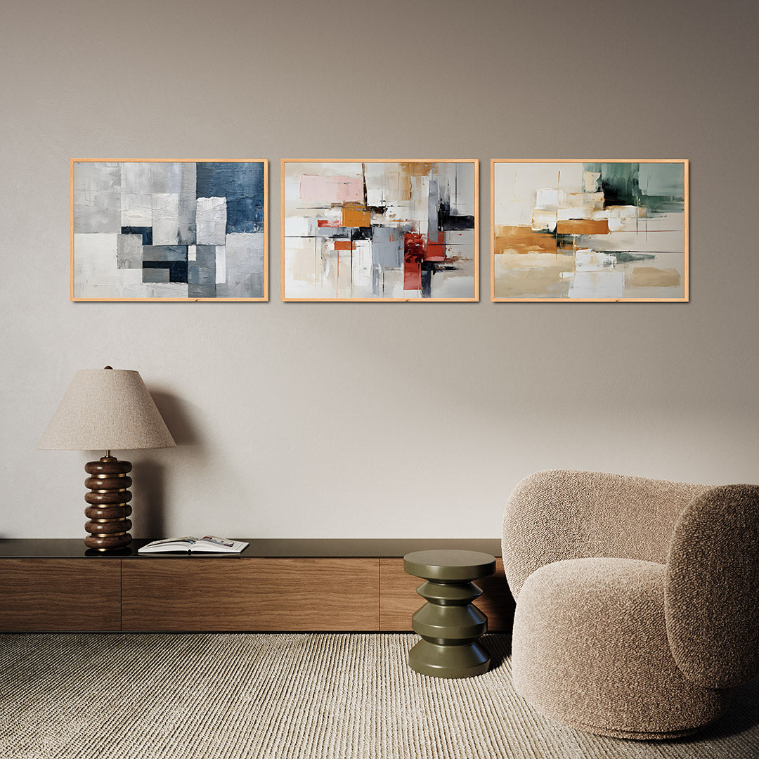Blauwgrijze vlakken Posterset