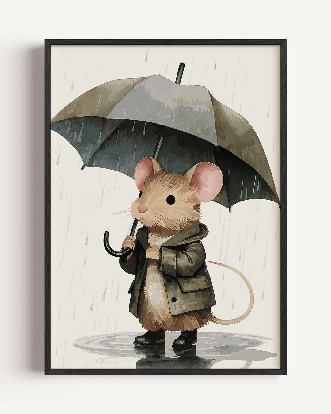 Schattige Muis in de Regen Poster-WallArtistic