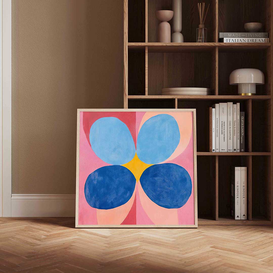 Bloemvormen met blauwe accenten Poster