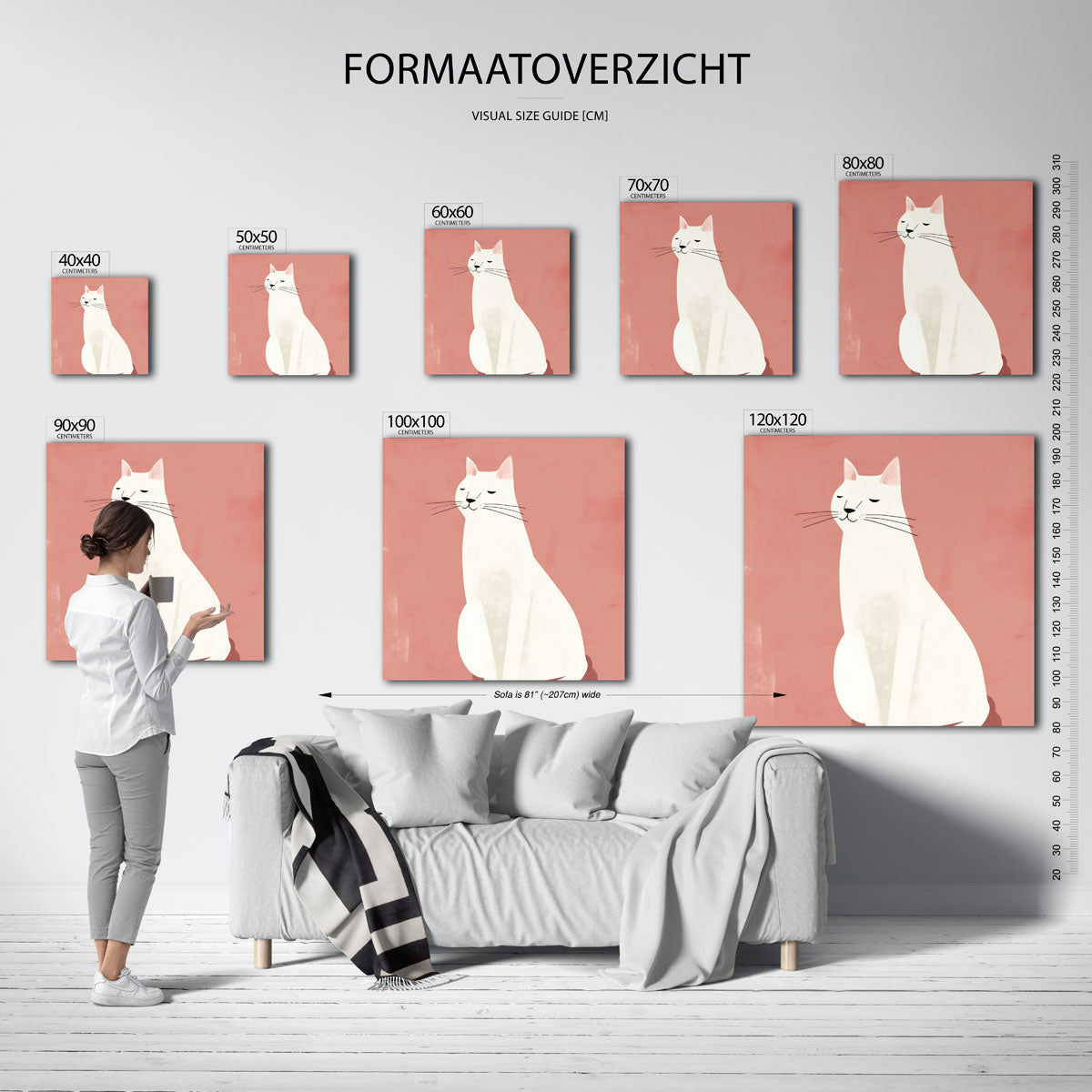Witte kat Poster