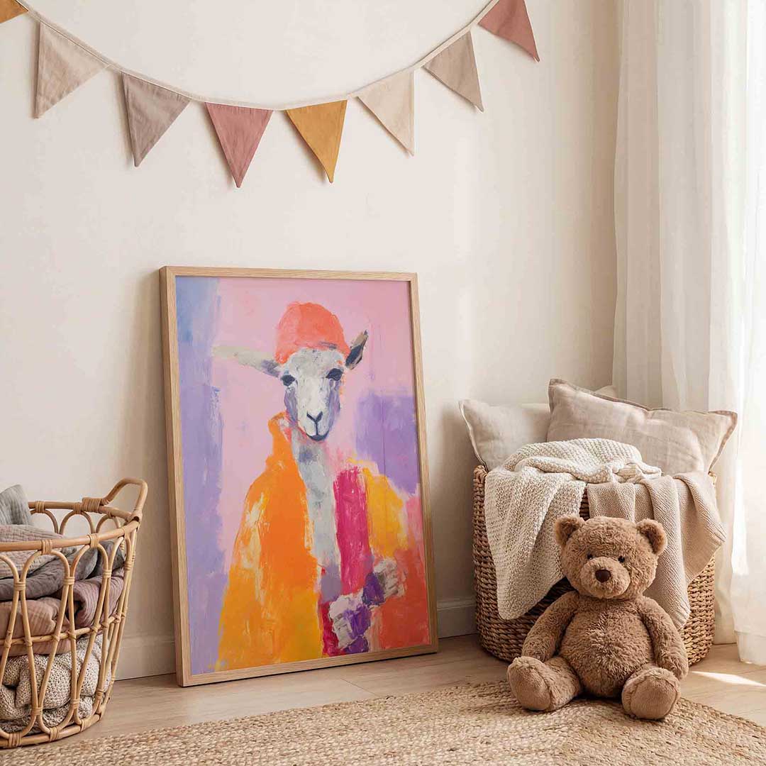Schaap met oranje muts Poster