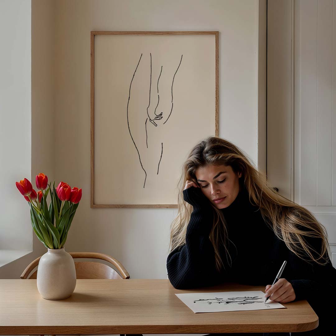 Elegant Lijntekening van de Vrouwelijke Vorm Poster-WallArtistic