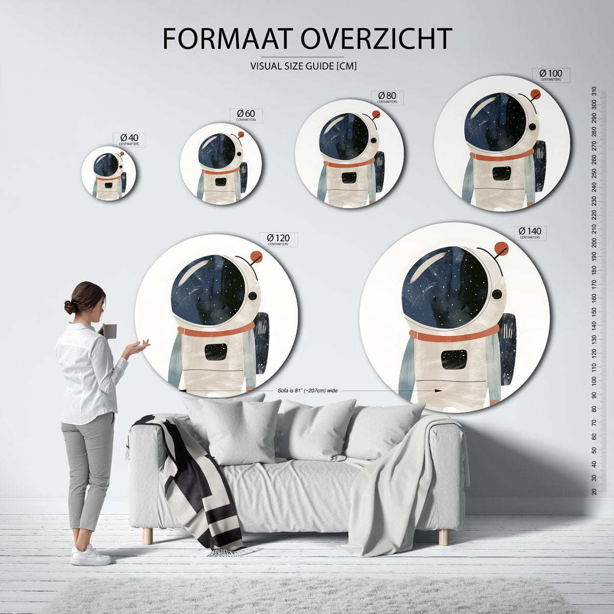 Astronaut in ruimtepak Muurcirkel