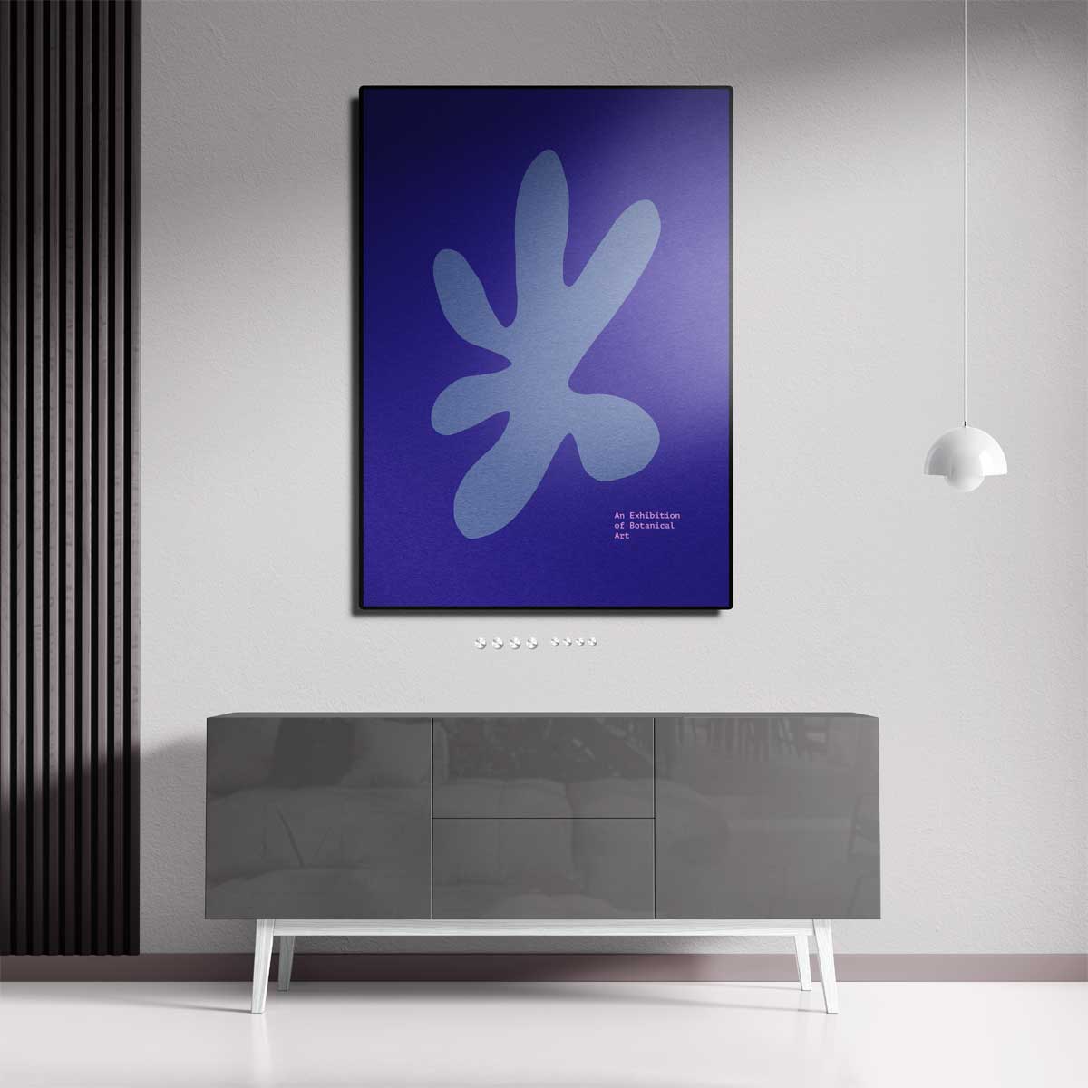 Blauwe Botanische Vormen Kunstwerk-canvas-dibond-plexiglas-wanddecoratie-WallArtistic