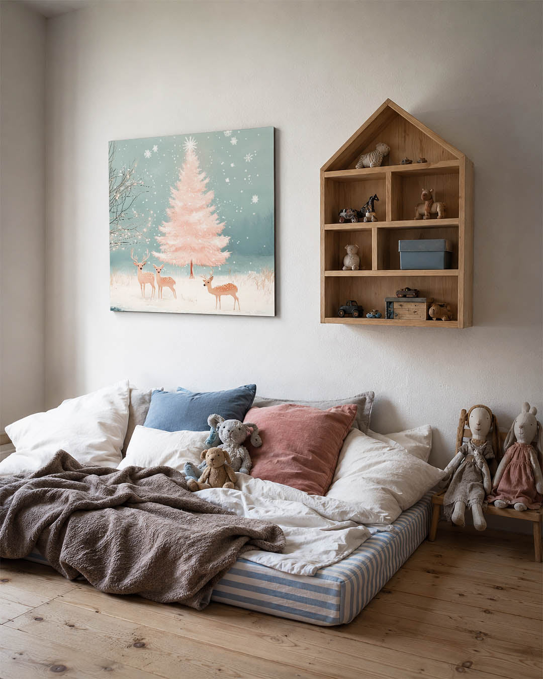 Winterlandschap met herten Kunstwerk