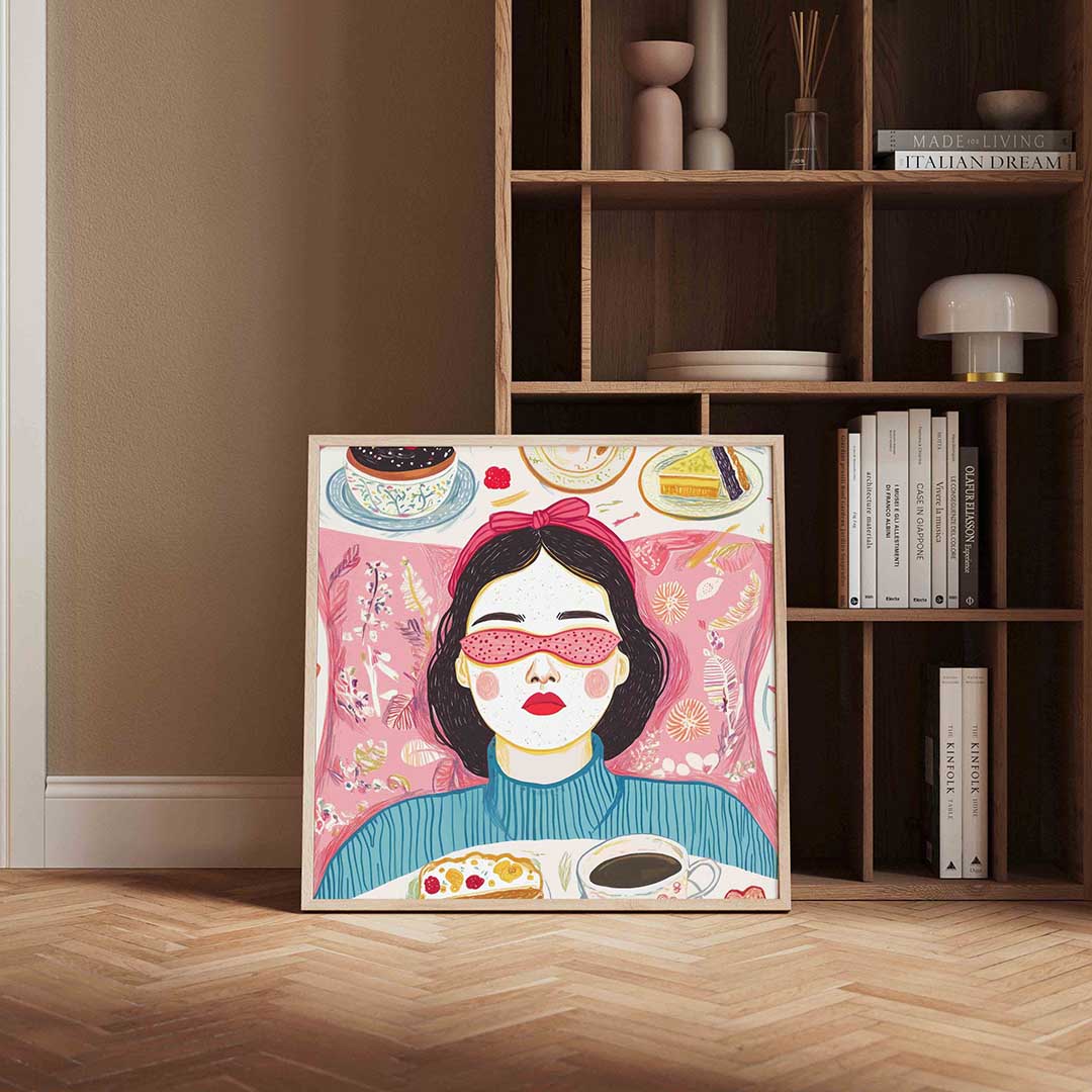 Vrouw met roze bril Poster