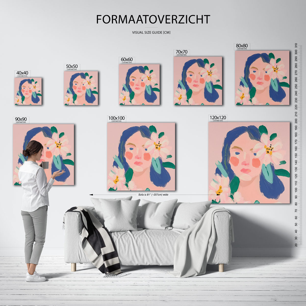 Bloemen en gezicht Poster