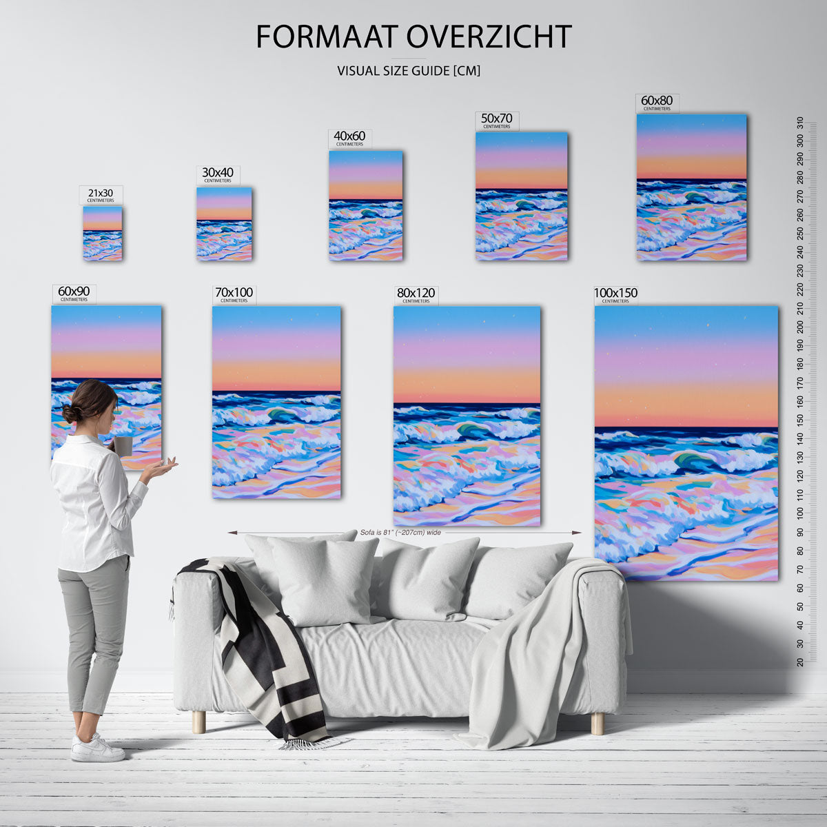 Golven bij zonsondergang Poster