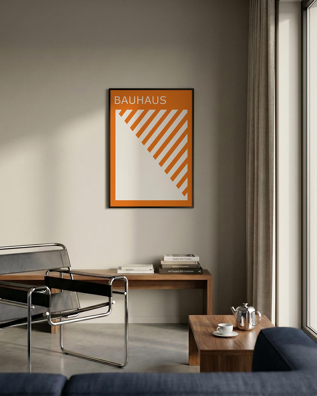 Oranje lijnenspel Poster