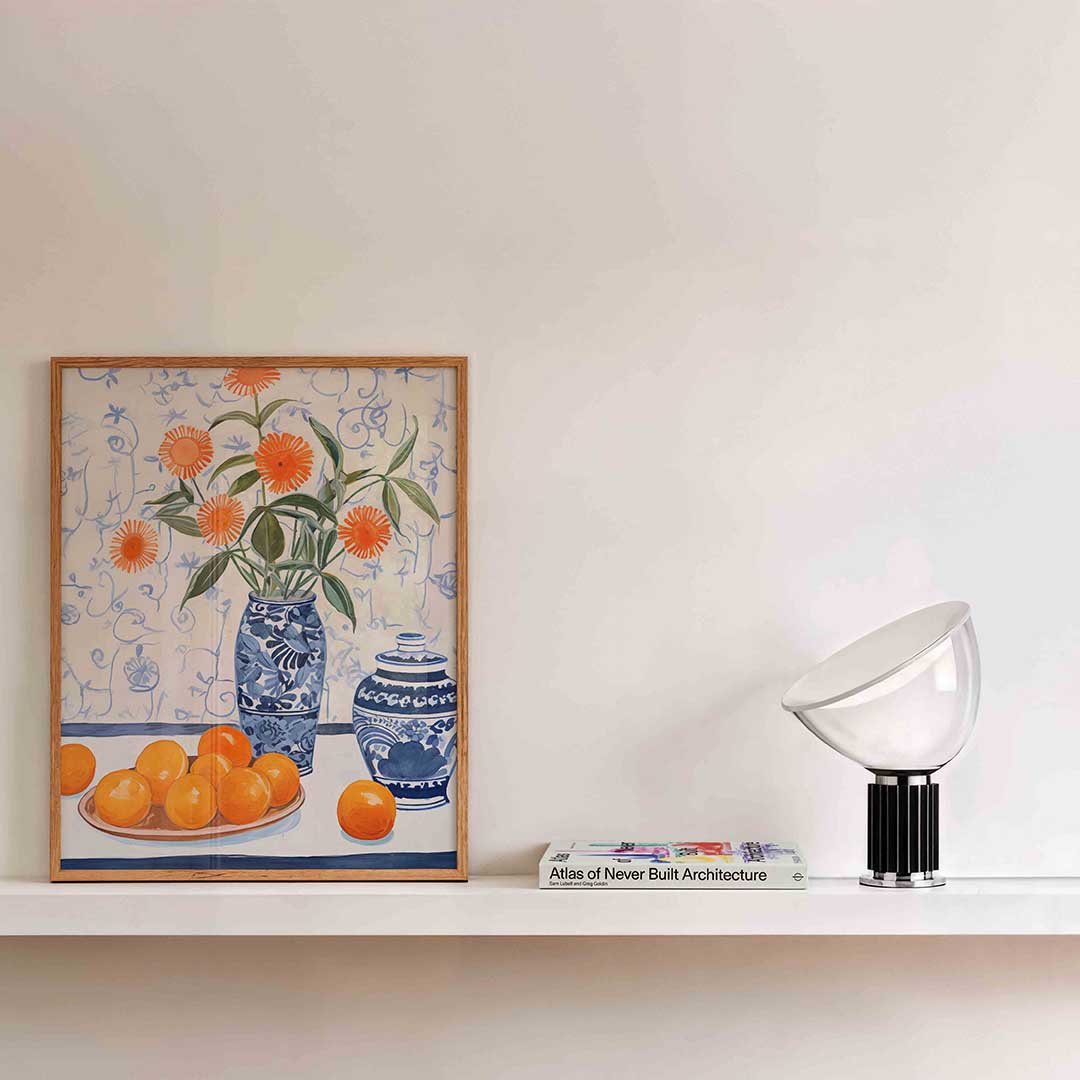 Bloemen en sinaasappels Poster