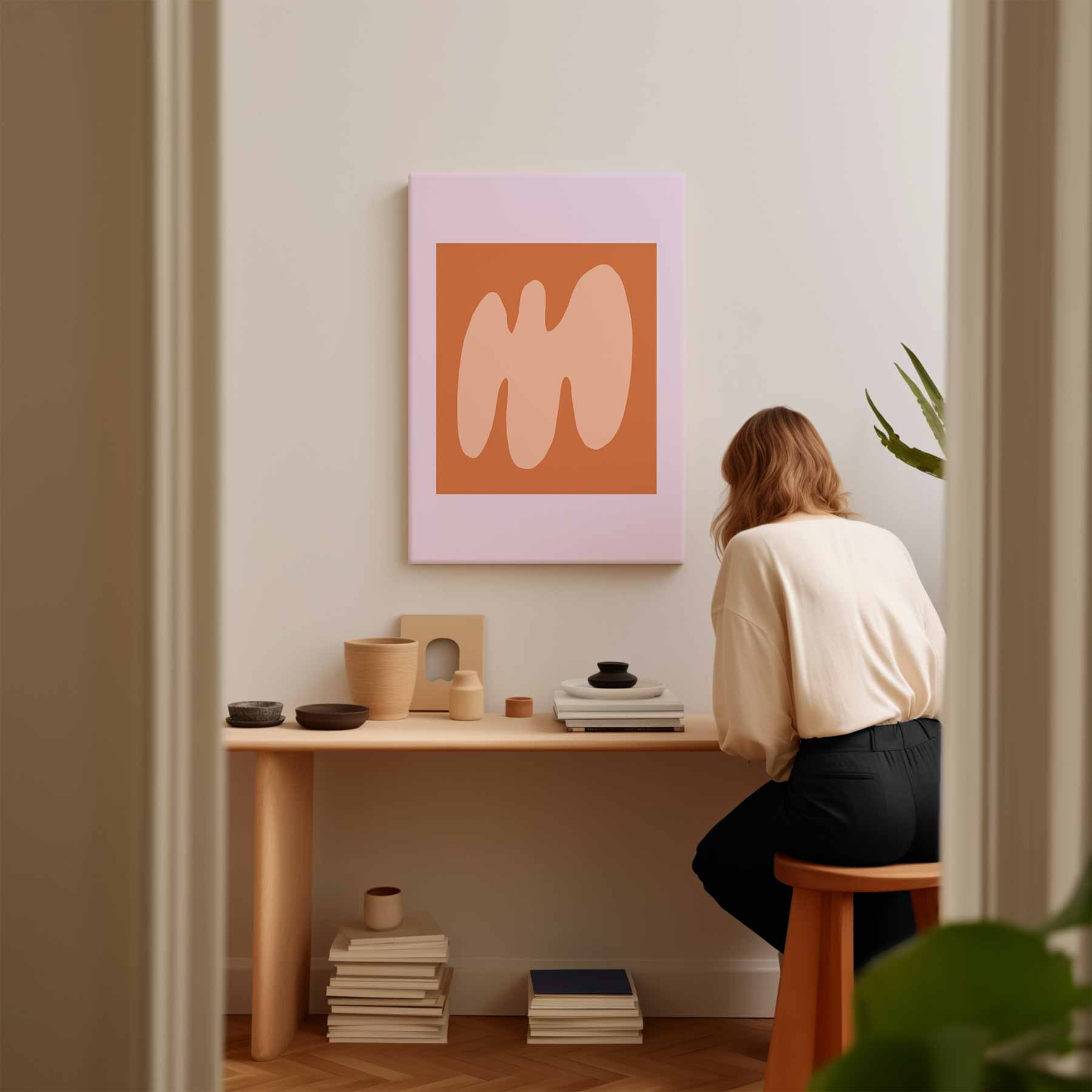 Zachte Abstractie in Perzikkleur Kunstwerk-canvas-dibond-plexiglas-wanddecoratie-WallArtistic