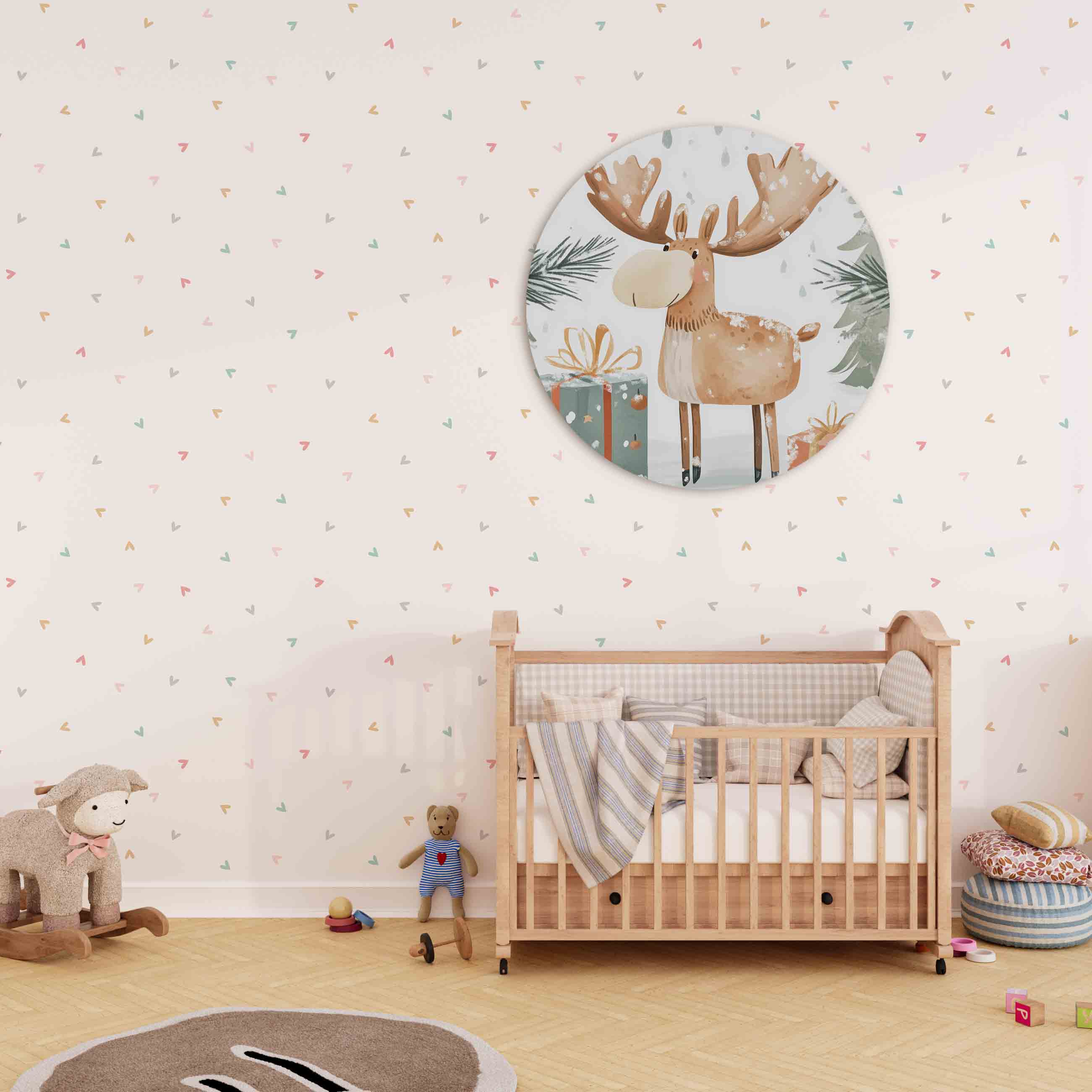 Eland met cadeaus Muurcirkel