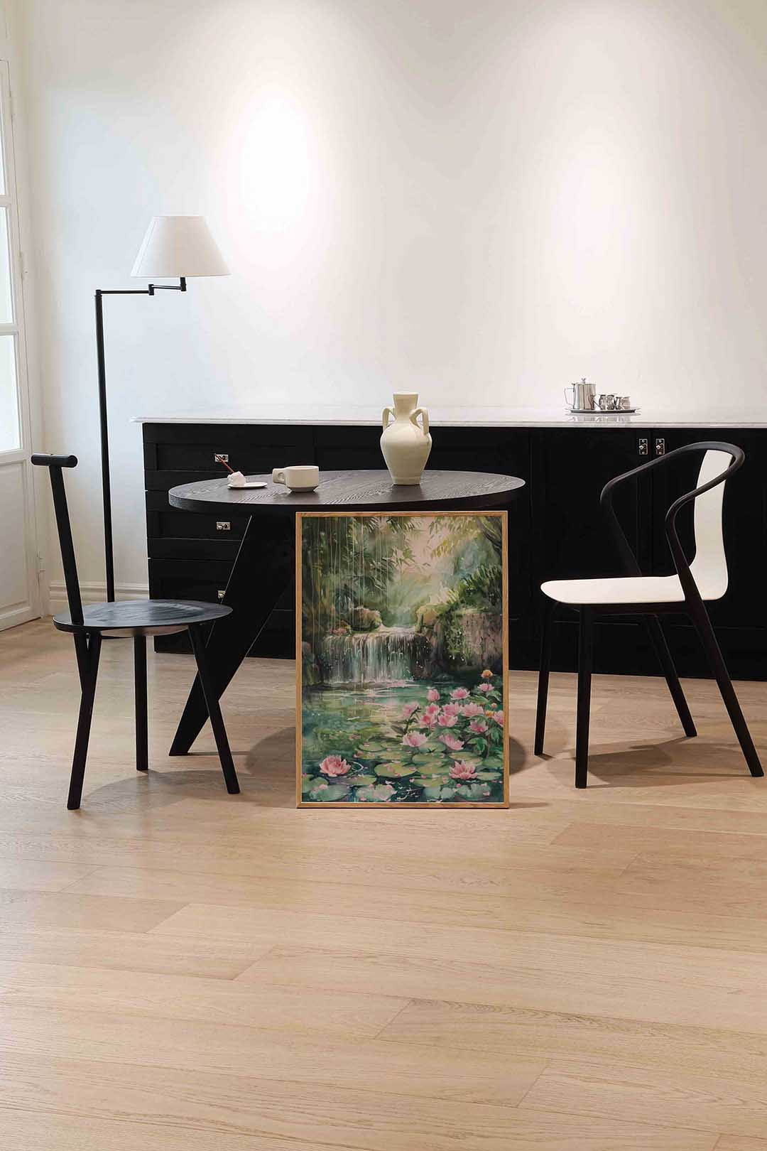 Waterval en bloemen Poster