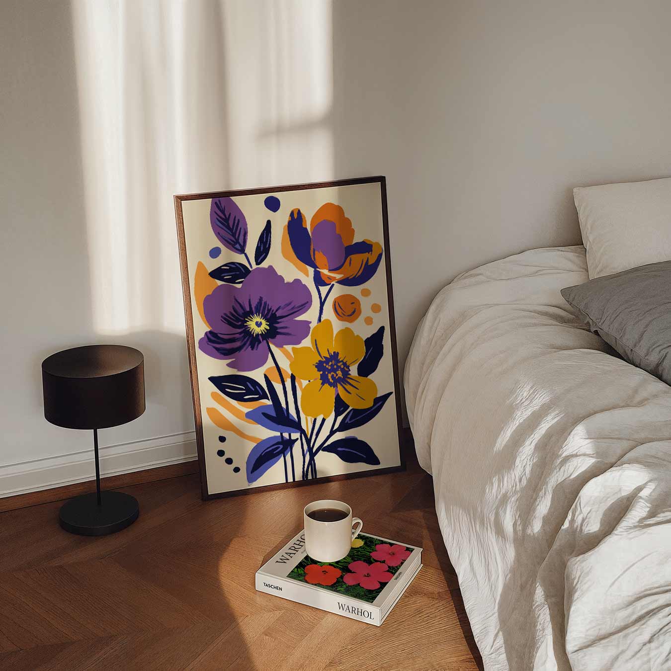 Bloemenpracht in Paars en Oranje Poster-WallArtistic