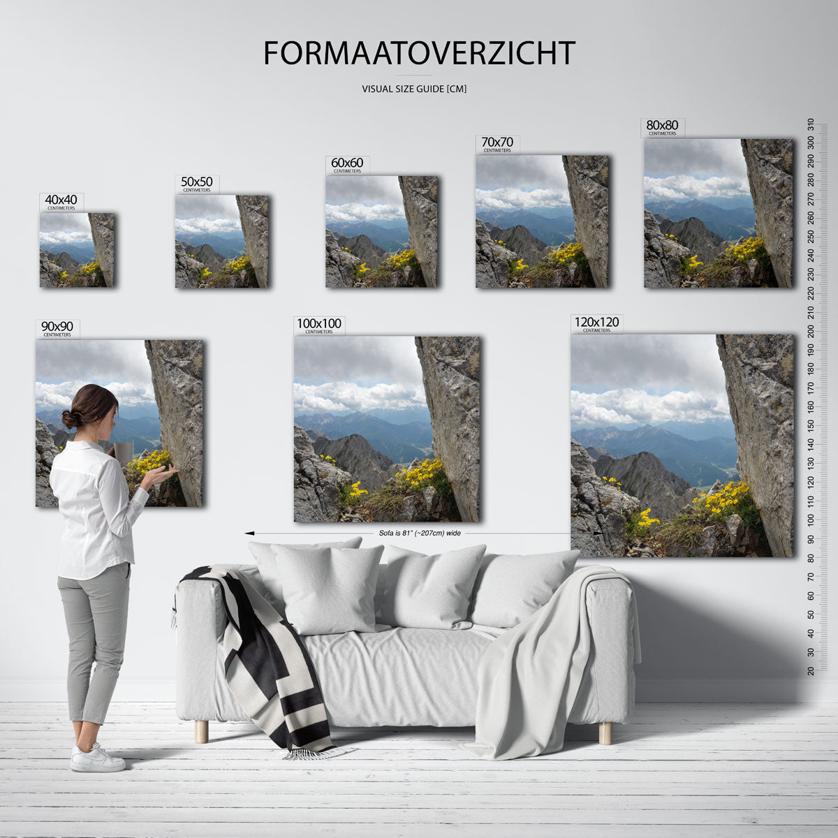 Berglandschap met bloemen Poster