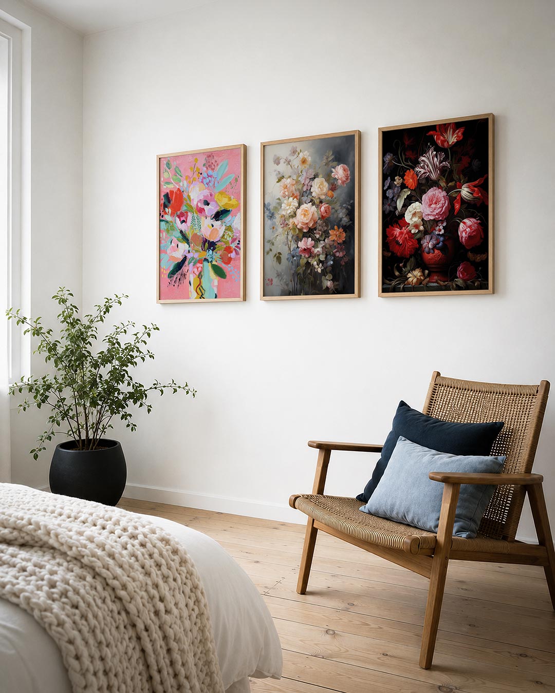 Bloemrijke kleurvlakken Posterset