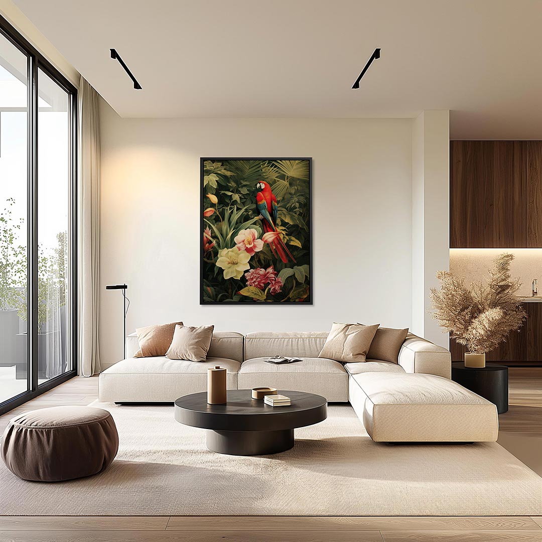 Exotische vogel en bloemen Kunstwerk