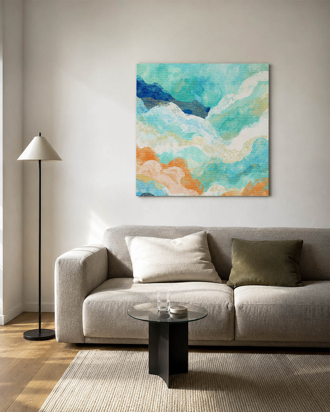 Golvende kleurencompositie Kunstwerk
