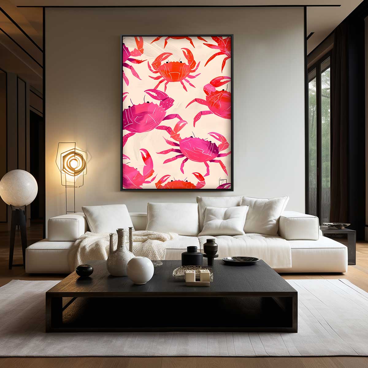 Vrolijke Krabben Illustratie Kunstwerk-canvas-dibond-plexiglas-wanddecoratie-WallArtistic