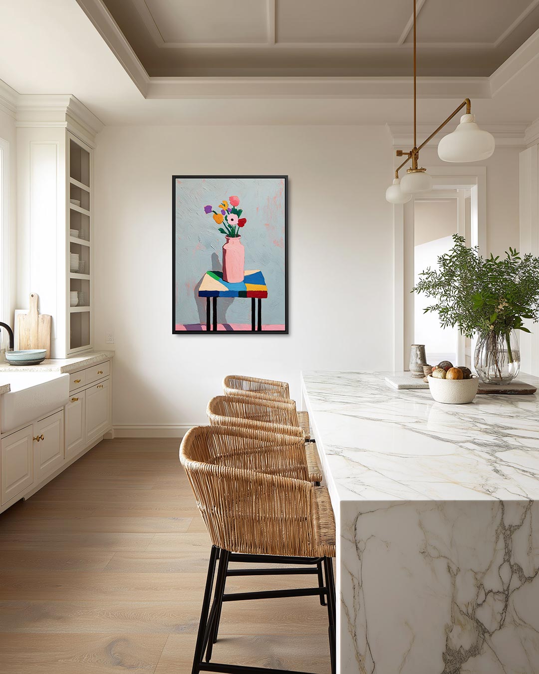 Kleurrijke bloemenvaas Kunstwerk