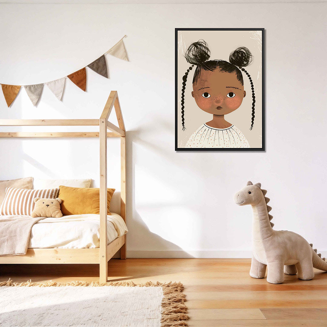 Kinderportret met vlechten Kunstwerk