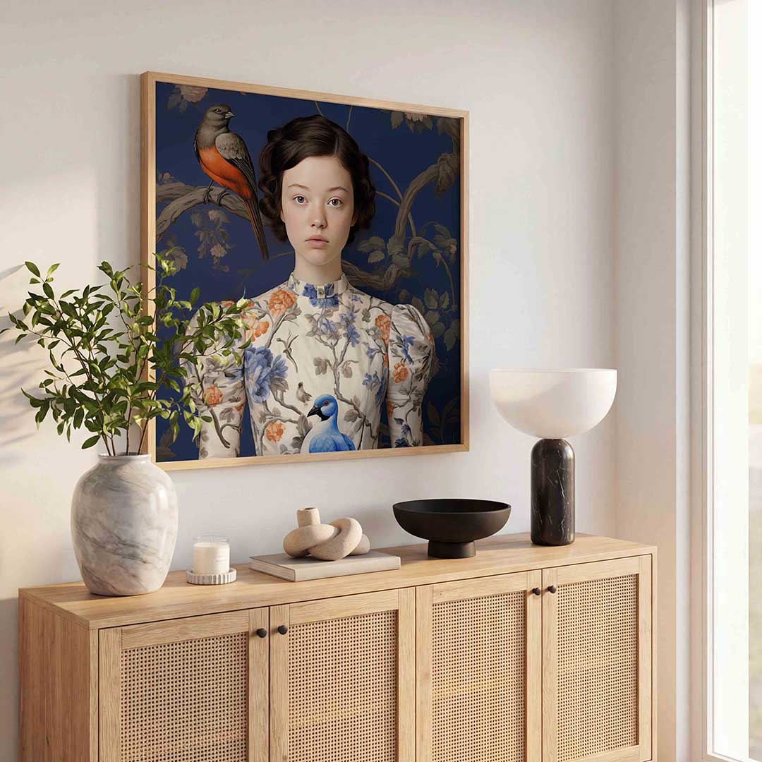 Meisje met vogels Poster