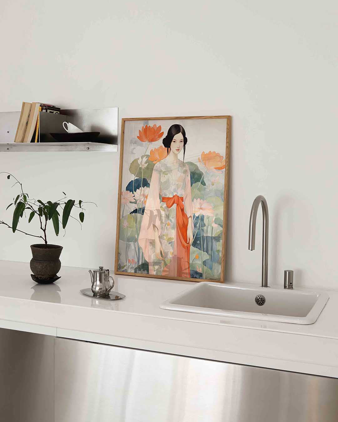 Vrouw met bloemen Poster