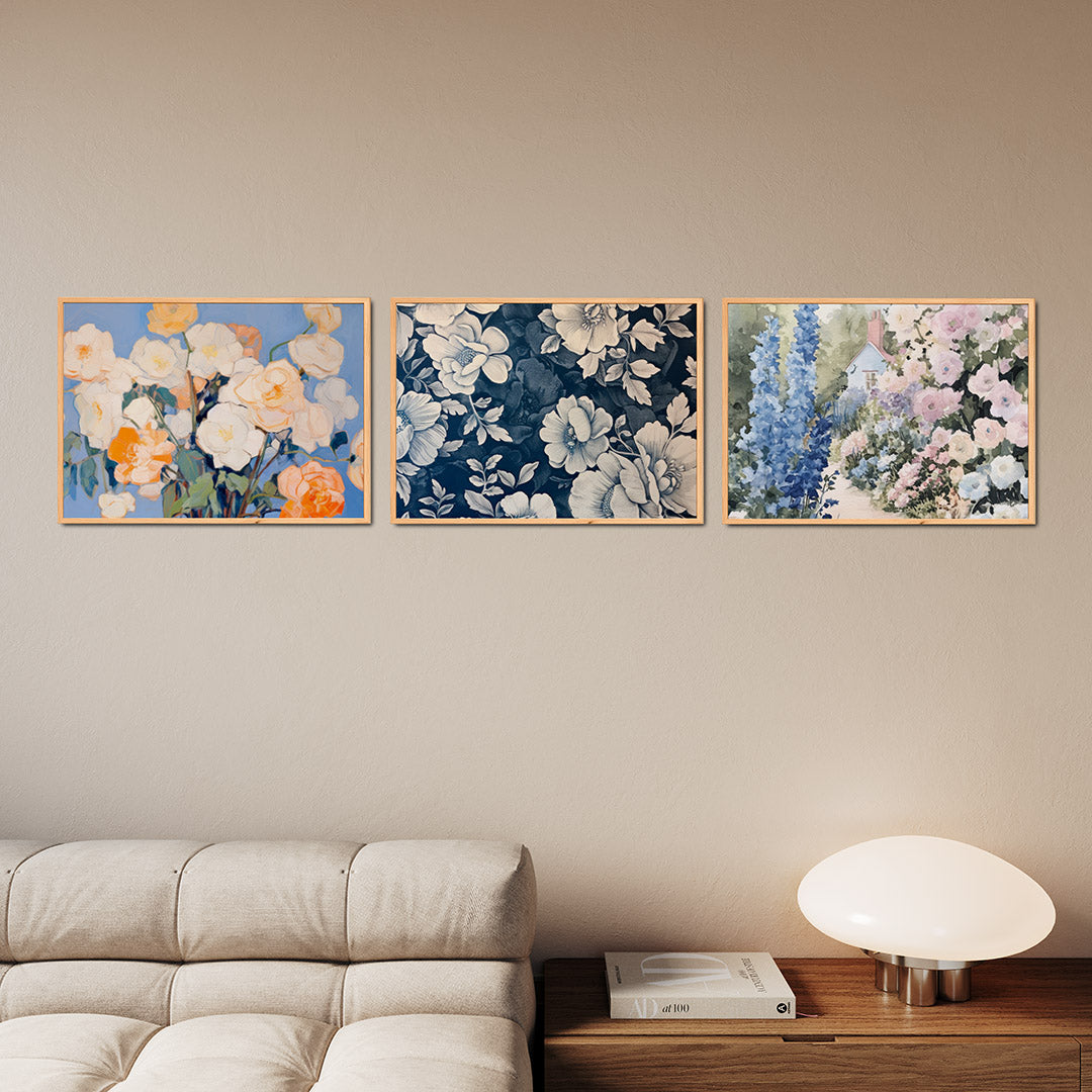 Bloemrijke kleurvlakken Posterset