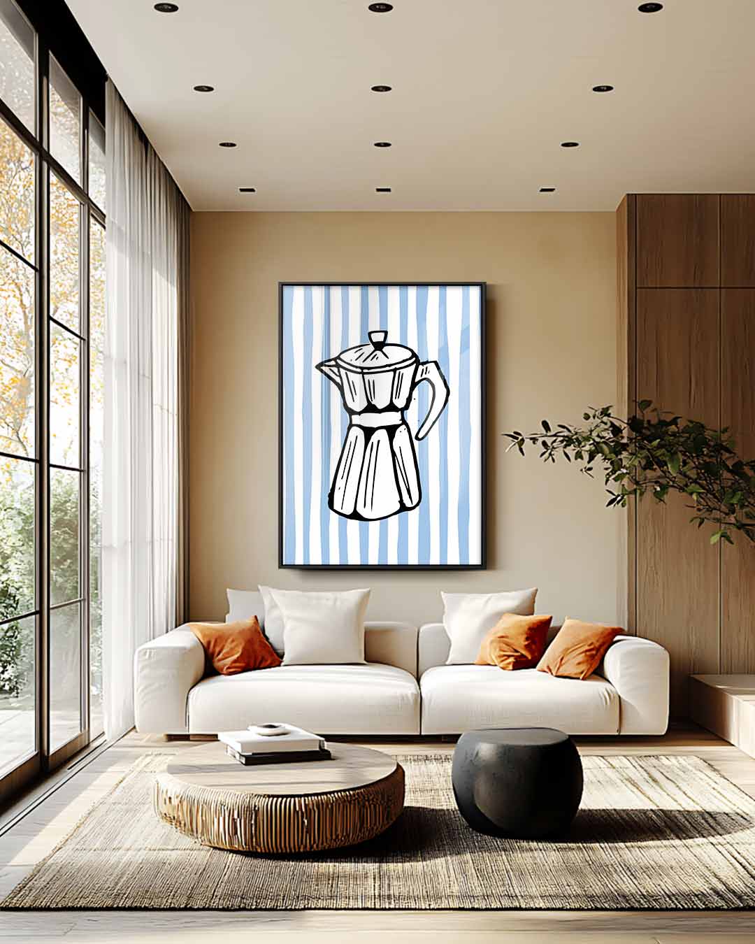 Retro Koffiepot Illustratie Kunstwerk-canvas-dibond-plexiglas-wanddecoratie-WallArtistic