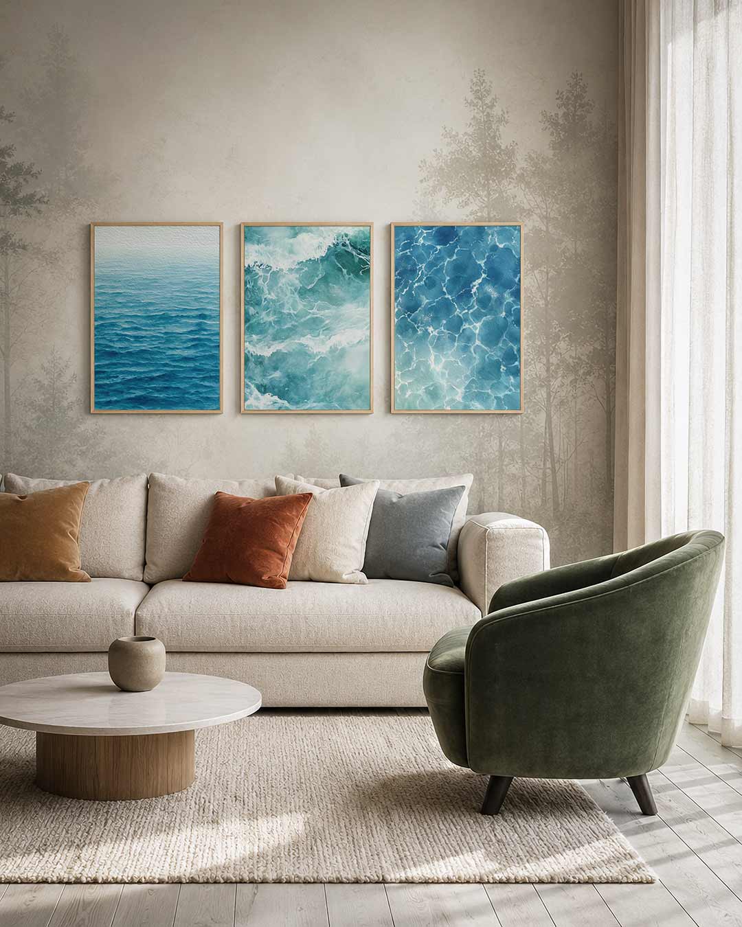 Golvend blauw Posterset