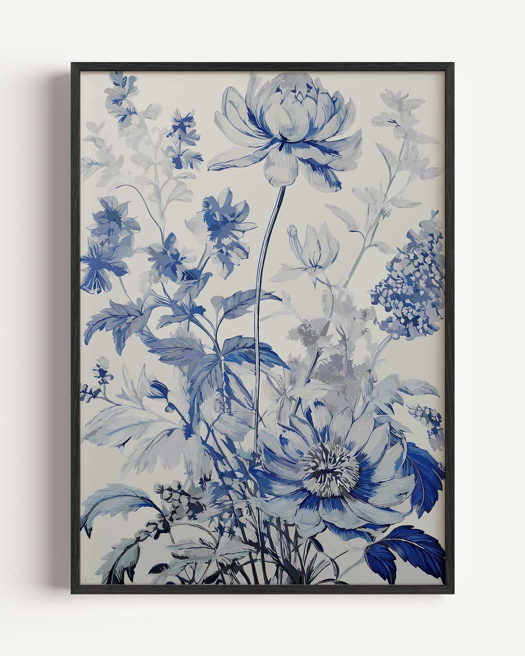 Bloemrijke Elegantie in Blauw Poster-WallArtistic