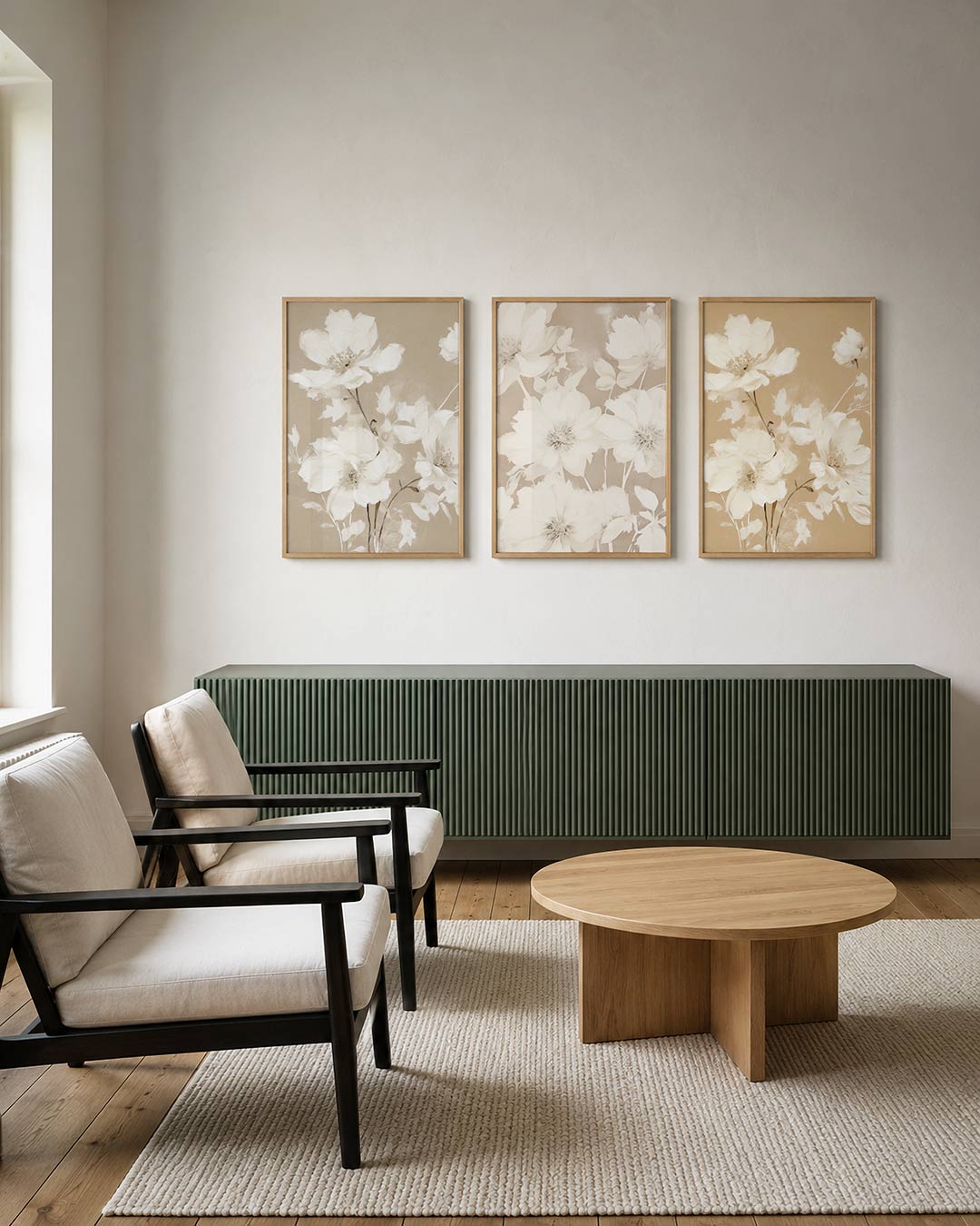 Bloemrijke zachttekening Posterset