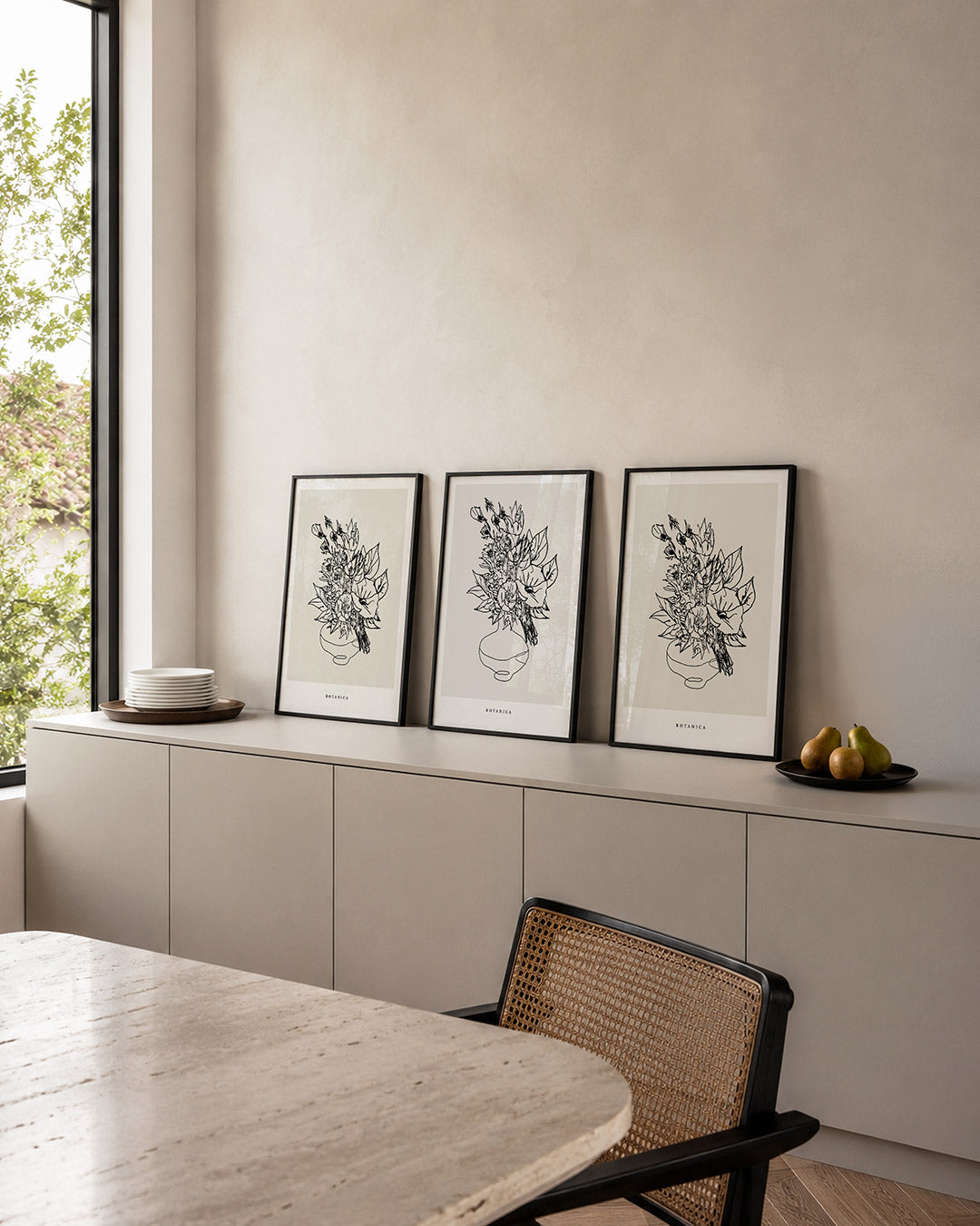 Lijnenspel bloem Posterset