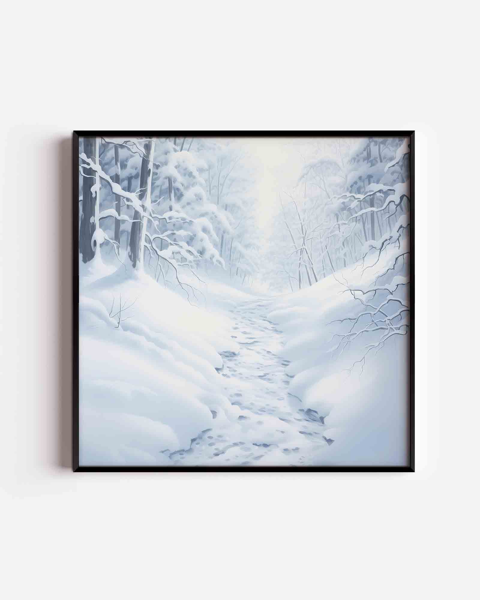 Winterlandschap met besneeuwde bomen Poster